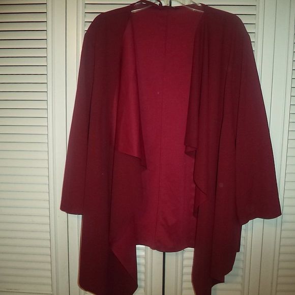 SHEIN CURVE RED TIERED TOP OPEN FRONT CARDIGAN W/BELT-WOMENS SIZE 2XL - Picture 1 of 5